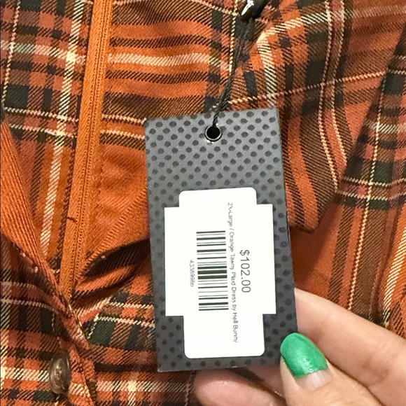 New Hell Bunny Rust Plaid Vintage Dress - Picture 5 of 9